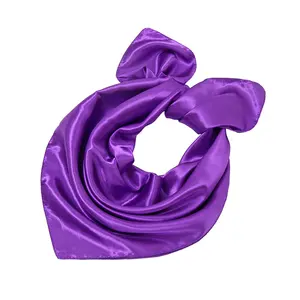 Women's Solid Color Satin Square Scarf Elegant Adult Accessory for Stewardess Bank or Hotel Staff