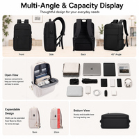 Sac à dos extensible pour ordinateur portable 15,6 pouces, imperméable, pour voyages d'affaires, antivol, avec port USB, sac à dos scolaire