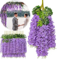 12 Stück künstliche Glyzinien Blumen Rattan Hochzeits bogen Kranz hängen gefälschte Schnur Girlande Vine Leaf Rattan Trail ing Silk Flower