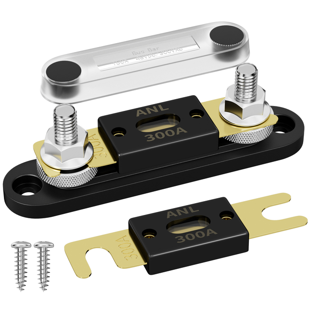 Mairne Inline Fuse Holder 300 AMP ANL Fuse Holder Block 0/2/4/8 Gauge AWG Car Audio 300A 1/0 Zero Gauge Fuses with Box