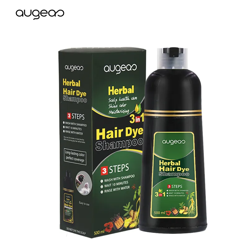 مصنع الجملة العلامة التجارية الجديدة أفضل العناية العشبية الشعر 500 مللي دائمة خالية من الأمونيا سريع أسود العشبية صبغة شعر شامبو ملون