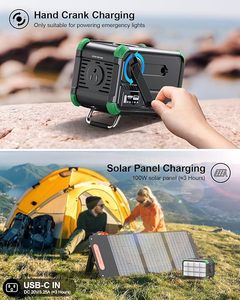 สถานีไฟฟ้าพกพา 150W เครื่องกำเนิดพลังงานแสงอาทิตย์ขนาดเล็ก พร้อมมือหมุน 120V MPPT คลื่นไซน์บริสุทธิ์ แบตเตอรี่ลิเธียมไอออน ชาร์จไร้สาย - Product Image 5