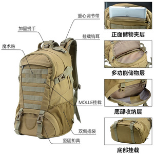 Sac à dos tactique 20-35L léger pour la randonnée en plein air, l'alpinisme, avec système MOLLE, sac à dos de sport unisexe - Product Image 1