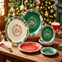 Assiettes en papier rondes jetables, blanches, avec revêtement, personnalisées, 9 pouces, pour les fêtes