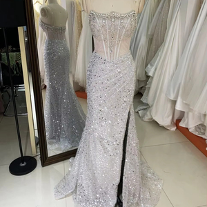 最新定制水晶珠饰舞会礼服2025奢华优雅亮片复古女装 - Product Image 1