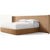 Lit rétro américain en bois massif BYRON Lit simple personnalisé en chêne pour villa et grand appartement Lit double au design moderne de 1.8m