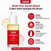Sérum Anti-Âge et Éclaircissant OEM Marque Privée, 60% Phase Liquide Rouge Active, 40% Phase Huile Légère, 30ml, pour le Visage et le Cou, Affinant la Peau
