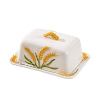 Boîte à beurre en céramique en forme d'épi de blé, style rustique, décoration d'intérieur, boîte de rangement pour crème, décoration de bureau de cuisine