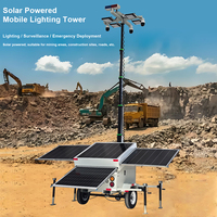 Tour d'éclairage mobile solaire industrielle montée sur remorque, tour d'éclairage LED avec mât télescopique de 6 m pour les travaux miniers, de construction et routiers