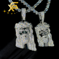 Argent Sterling 925 massif avec GRA Fancy Shapes Diamonds Moissanite Iced Out Figure Jesus Moissanite Pendentifs pour collier