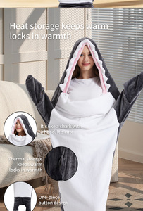 Pyjama gris de dessin animé pour garçon, sac de couchage requin, pyjama à capuche doux, pyjama adulte, pyjama cosplay, <span class=keywords><strong>kigurumi</strong></span>, vêtements de nuit - Product Image 2
