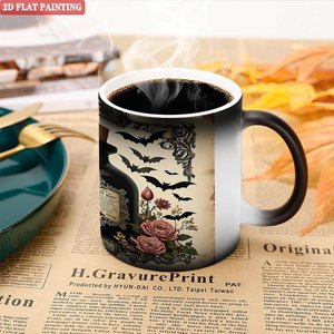 Frosted Black 11oz <b>Ceramic</b> Mug Heat Sensitive Blank <b>Cup</b> For Festival Gift - Product Image 5