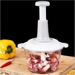 Nouvel arrivage : Hachoir manuel en plastique pour viande, légumes et oignon, avec fonction de broyeur et trancheur - Product Image 3