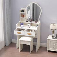 Coiffeuse moderne blanche pour enfant avec miroir et tiroirs