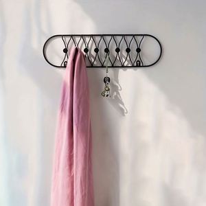 WEKIS - Estante de Pared de Alambre Metálico Negro Ovalado, Simple y Decorativo para el Hogar, con 8 Ganchos, Diseño Flexible Ecológico, Multiusos, Venta al por Mayor - Product Image 3