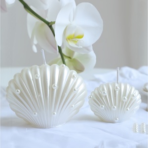 <span class=keywords><strong>Bougie</strong></span> romantique <span class=keywords><strong>en</strong></span> coquille de perle, à couvercle rabattable, lumineuse, irisée, nacrée, parfumée, pour la décoration de table de mariage - Product Image 4
