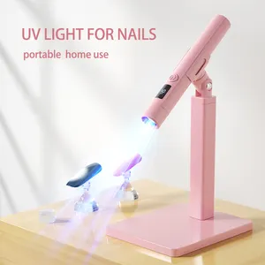 Handheld UV Light with Portable Stand for Nails LCD Display Mini Cordless Uv Led Nail Lamp for Home DIY Manicure Nail Art