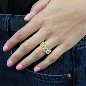 YNJU <span class=keywords><strong>925</strong></span> <span class=keywords><strong>argento</strong></span> Sterling 18k oro elegante Per <span class=keywords><strong>grammo</strong></span> pavé anello a catena di diamanti cubani - Product Image 2