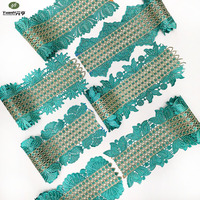 Dentelle guipure de 10 cm, dernière tendance, broderie florale, motif soluble à l'eau, polyester, strass, tissu pour accessoires de vêtements DIY