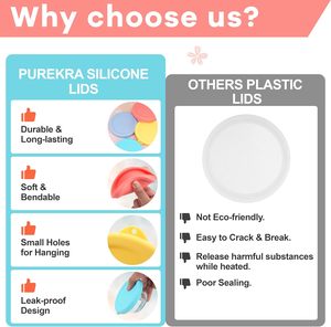 Couvercles de rechange en silicone allant au <span class=keywords><strong>micro</strong></span>-ondes pour lave-vaisselle et congélateur pour tasses à crème en verre <span class=keywords><strong>Pyrex</strong></span> et Anchor Hocking - Product Image 5