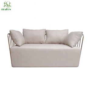 Diseño moderno color <span class=keywords><strong>beige</strong></span> <span class=keywords><strong>tela</strong></span> de lana de acero inoxidable sofá - Product Image 5