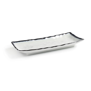 Vassoio rettangolare lungo in ceramica bianca per la presentazione di alimenti - Product Image 1