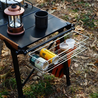 YEZHULIN IGT Mesa plegable de metal portátil Cocina móvil ajustable con características de picnic de barbacoa para acampar Aventuras al aire libre