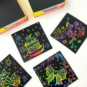 100 cartes à gratter magiques pour enfants, jouet artistique, artisanat, tableau de dessin DIY, notes artistiques colorées, matériau écologique - Product Image 4