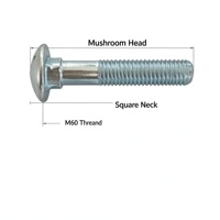 Boulon à tête champignon à col carré M60 en acier zingué brillant DIN603, boulon à tête ronde, fixations, vente en gros, OEM