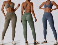 Ensemble 2 pièces pour femmes, leggings et soutien-gorge croisé à col en V, imprimé, taille plus, pour le yoga