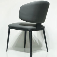 Chaise de salle à manger moderne française avec assise en cuir amovible, écologique, rembourrage haut de gamme, structure métallique robuste, mobilier de maison