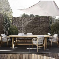 Ensemble de salle à manger d'extérieur en teck massif moderne, meubles de jardin durables