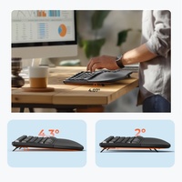 Clavier ergonomique sans fil avec repose-poignets incurvé, batterie rechargeable, étanche, pour ordinateur Windows et Mac OS