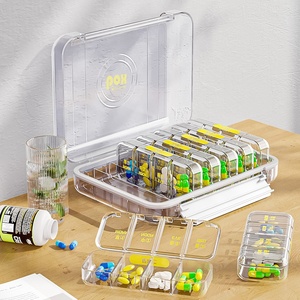 Seven Days Portable <b>Plastic</b> Medicine Reminder Box with Cover 1L Capacity 21 <b>Boxes</b> for Morning Midday & Evening Dose - Product Image 2