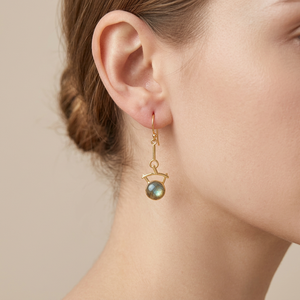 Trending Jewelry Natural Flashy Labradorite Designer <b>Earring</b> Brass 18k Gold Plated Round Shape Gemstone Dangle Drop <b>Earrings</b> - Product Image 2