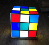 Sculpture d'art moderne en métal sur mesure avec éclairage LED, cube décoratif pour la maison, la cour, l'aménagement paysager
