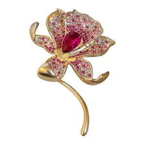 Hot Sales Designer Colorful Rhinestone Lily Brooch Brand Trendy Jewelry Sense of Flower Brooch Designer Jewelry