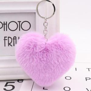 شكل قلب قطيفة بوم بوم قلادة حقيبة المفاتيح الحب الكرة الكرة قلادة الشعر chain المفاتيح - Product Image 2