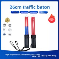 Tongkat Lampu Lalu Lintas LED Kustom 26cm Berkedip Merah Biru Bahan PC Alat Keselamatan Jalan untuk Keamanan Publik