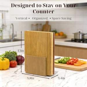 Ensemble de planches à découper avec support en bois - Planches à découper de cuisine en bois ressemblant à des livres, ensemble cadeau de planches à découper - Product Image 6