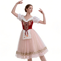 AL-R0456 Tutu Balet Romantis Profesional Wanita Bordir Bunga Kostum Tari Balet Pertunjukan Panggung untuk Giselle/Coppelia