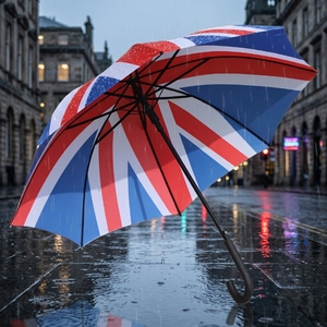 Paraguas Moderno de Calidad con Diseño de la Bandera Británica Union <span class=keywords><strong>Jack</strong></span>, Semi-Automático, Apertura Recta, Mango de Goma, Lotus 105cm - Product Image 1
