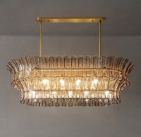 Lustre LED moderne de luxe nordique en gros pour plafonds hauts, salon, hôtel, restaurant, luminaire suspendu en verre en forme d'anneau