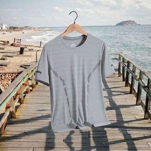 Camiseta Deportiva de Verano para Hombre, Elástica, de Secado Rápido, 100% Poliéster, Malla Fina, Corte Holgado, Manga Corta - Product Image 3