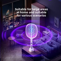 Anti-moustiques 2-en-1 rechargeable, portable, avec affichage du niveau de batterie, haute tension de destruction, pour la maison, l'intérieur et la ferme