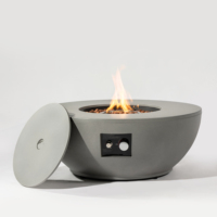 Table de foyer au propane de 36 pouces, ensemble de 2 pièces, 50000 BTU, support de réservoir en acier rond, foyer extérieur moderne et écologique - Gris