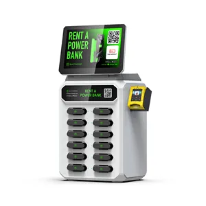 Distributeur automatique de banque de puissance 12 khe cắm cho thuê trạm với màn hình và đầu đọc thẻ cho pin di động cho thuê