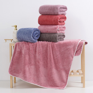 Serviettes de bain en polaire corail 140x70cm, extra épaisses, absorbantes, séchage rapide, couleur unie, pour la maison et la plage - Product Image 2