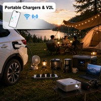 Chargeur EV portable 3,5 kW 16 A 240 V Mode 2 EVSE, chargeur de voiture électrique avec déchargeur V2L, Type 2 Type 1 GBT, contrôle par application