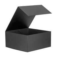 Boîte cadeau en papier personnalisée noire pliable de luxe avec fermeture magnétique pour bijoux de demoiselle d'honneur, mariage, Noël, avec couvercle